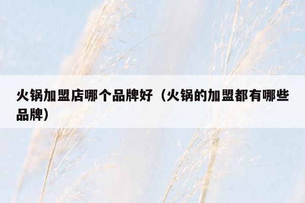 火锅加盟店哪个品牌好（火锅的加盟都有哪些品牌）