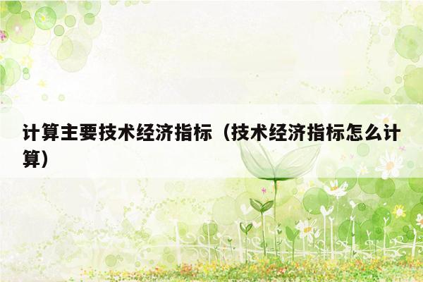 计算主要技术经济指标（技术经济指标怎么计算）