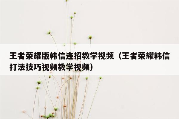王者荣耀版韩信连招教学视频（王者荣耀韩信打法技巧视频教学视频）