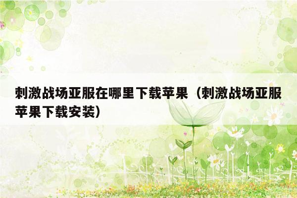 刺激战场亚服在哪里下载苹果（刺激战场亚服苹果下载安装）