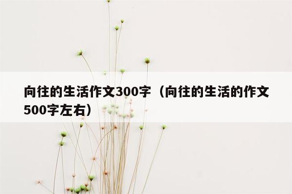向往的生活作文300字（向往的生活的作文500字左右）