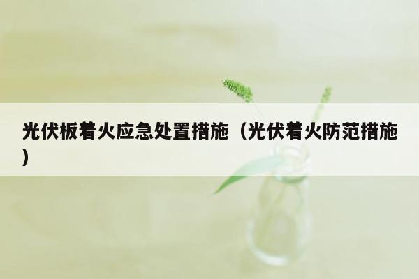 光伏板着火应急处置措施（光伏着火防范措施）