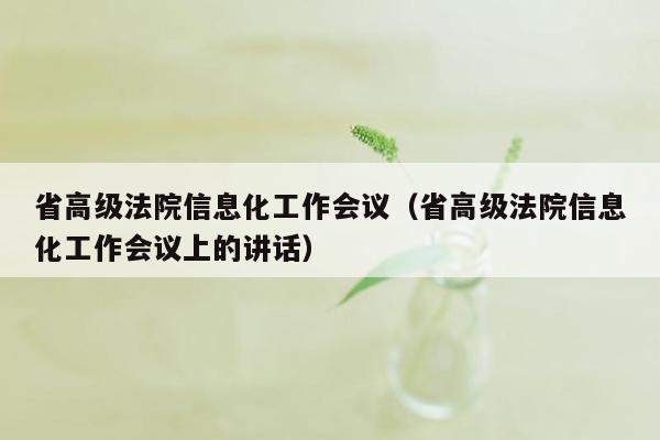 省高级法院信息化工作会议（省高级法院信息化工作会议上的讲话）