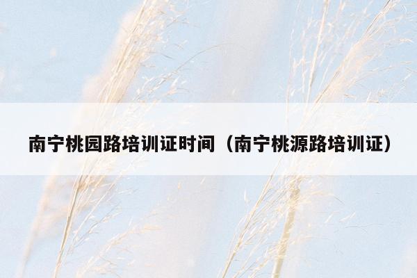 南宁桃园路培训证时间（南宁桃源路培训证）