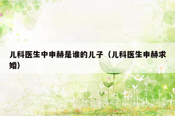儿科医生中申赫是谁的儿子（儿科医生申赫求婚）