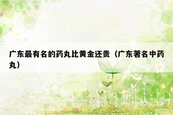 广东最有名的药丸比黄金还贵（广东著名中药丸）