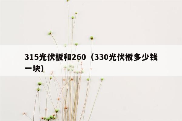 315光伏板和260（330光伏板多少钱一块）