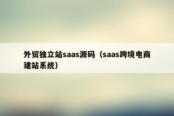 外贸独立站saas源码（saas跨境电商建站系统）
