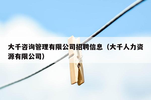 大千咨询管理有限公司招聘信息（大千人力资源有限公司）