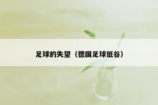 足球的失望（德国足球低谷）