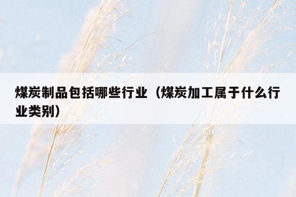煤炭制品包括哪些行业（煤炭加工属于什么行业类别）