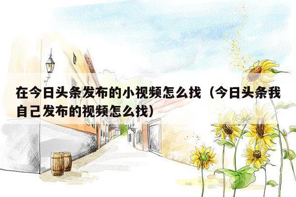 在今日头条发布的小视频怎么找（今日头条我自己发布的视频怎么找）