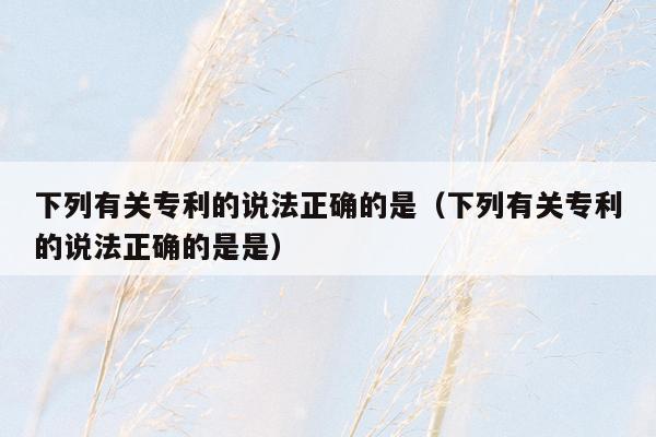 下列有关专利的说法正确的是（下列有关专利的说法正确的是是）