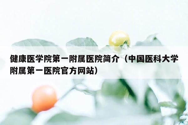 健康医学院第一附属医院简介（中国医科大学附属第一医院官方网站）