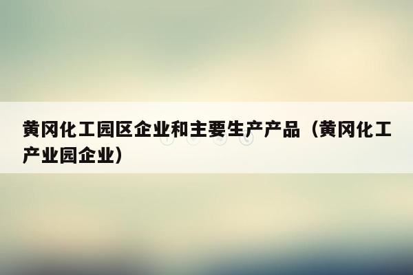 黄冈化工园区企业和主要生产产品（黄冈化工产业园企业）