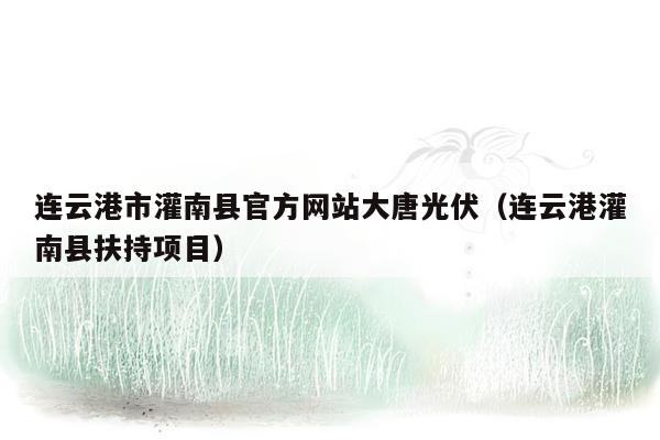 连云港市灌南县官方网站大唐光伏（连云港灌南县扶持项目）