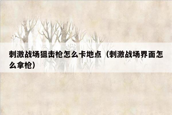 刺激战场狙击枪怎么卡地点（刺激战场界面怎么拿枪）
