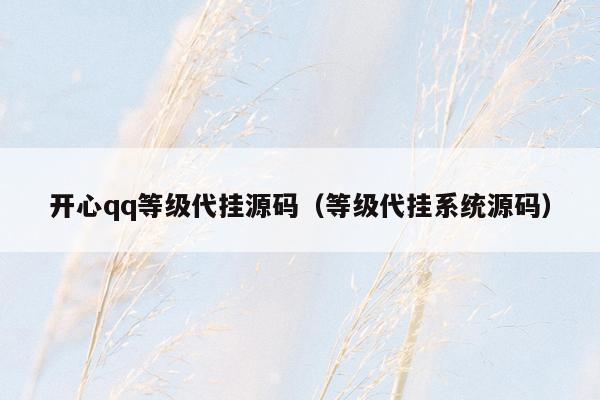 开心qq等级代挂源码（等级代挂系统源码）