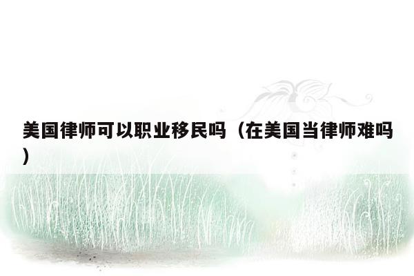 美国律师可以职业移民吗（在美国当律师难吗）