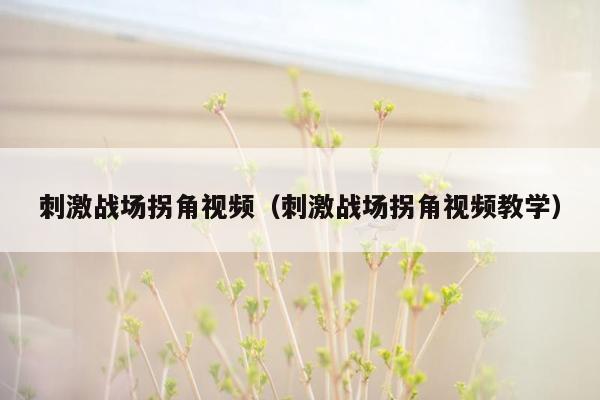刺激战场拐角视频（刺激战场拐角视频教学）