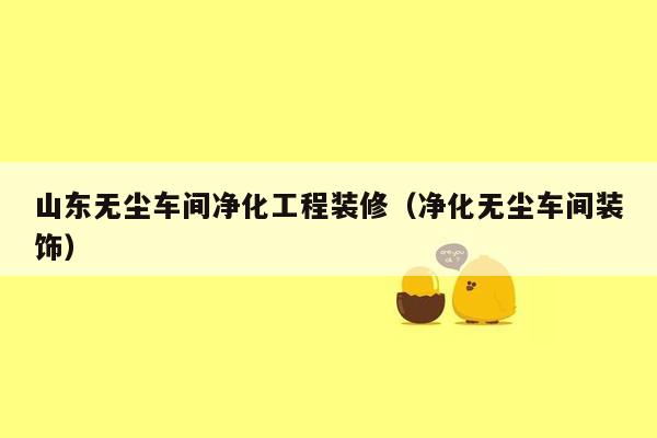 山东无尘车间净化工程装修（净化无尘车间装饰）