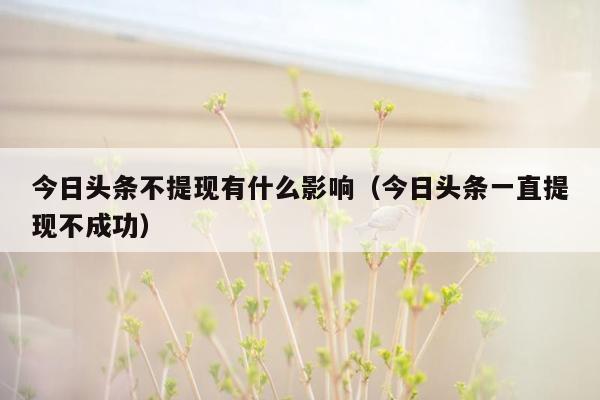 今日头条不提现有什么影响（今日头条一直提现不成功）
