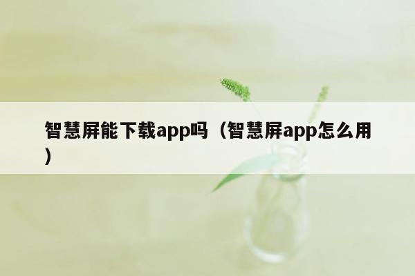 智慧屏能下载app吗（智慧屏app怎么用）