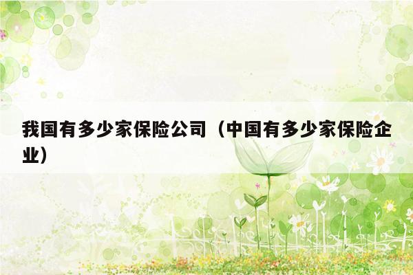 我国有多少家保险公司（中国有多少家保险企业）