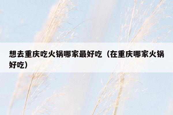 想去重庆吃火锅哪家最好吃（在重庆哪家火锅好吃）