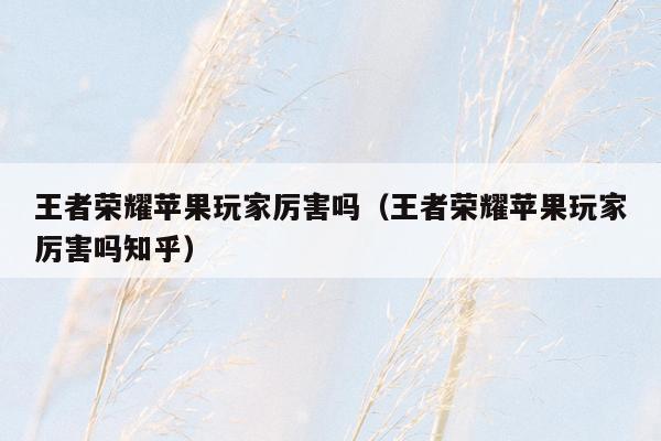 王者荣耀苹果玩家厉害吗（王者荣耀苹果玩家厉害吗知乎）