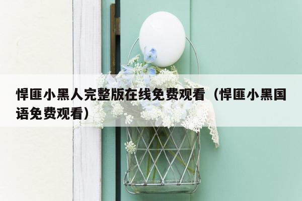 悍匪小黑人完整版在线免费观看（悍匪小黑国语免费观看）