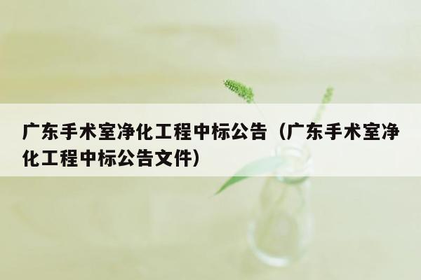 广东手术室净化工程中标公告（广东手术室净化工程中标公告文件）