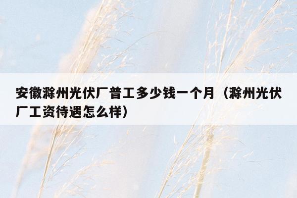 安徽滁州光伏厂普工多少钱一个月（滁州光伏厂工资待遇怎么样）