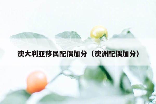 澳大利亚移民配偶加分（澳洲配偶加分）