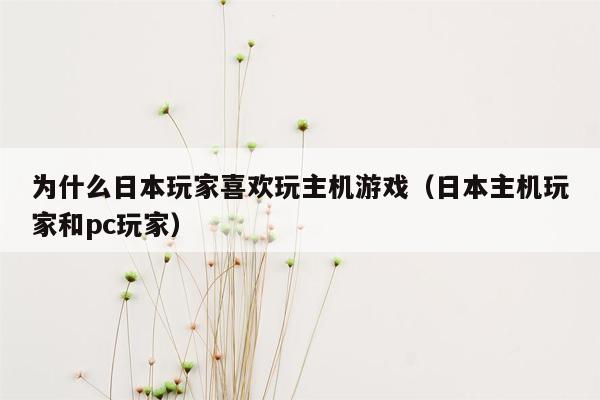 为什么日本玩家喜欢玩主机游戏（日本主机玩家和pc玩家）