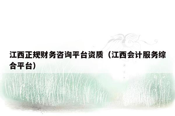 江西正规财务咨询平台资质（江西会计服务综合平台）