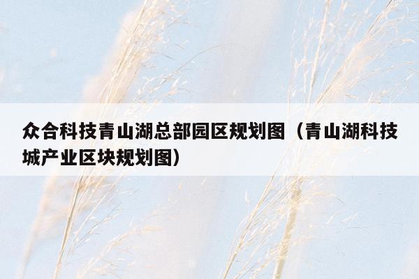 众合科技青山湖总部园区规划图（青山湖科技城产业区块规划图）