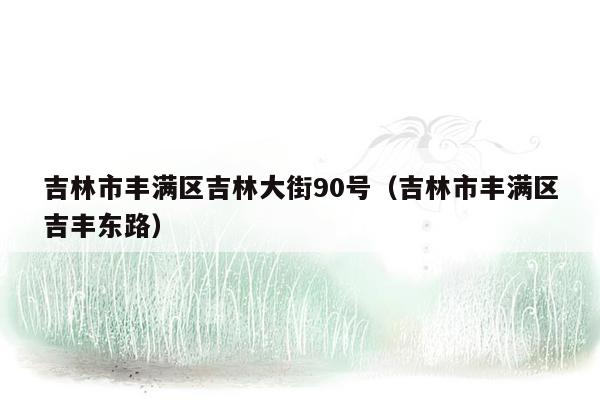 吉林市丰满区吉林大街90号（吉林市丰满区吉丰东路）