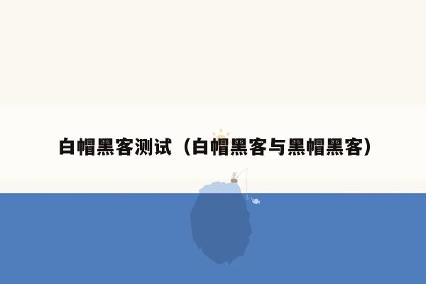 白帽黑客测试（白帽黑客与黑帽黑客）