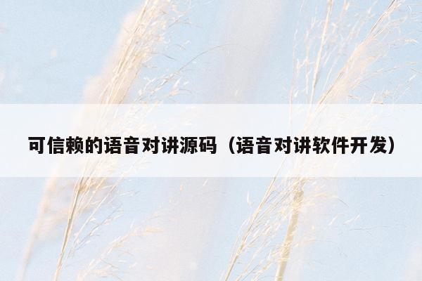 可信赖的语音对讲源码（语音对讲软件开发）