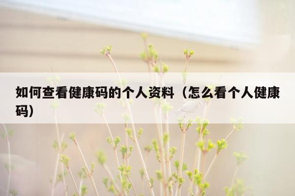 如何查看健康码的个人资料（怎么看个人健康码）