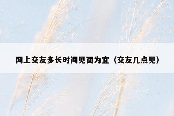 网上交友多长时间见面为宜（交友几点见）