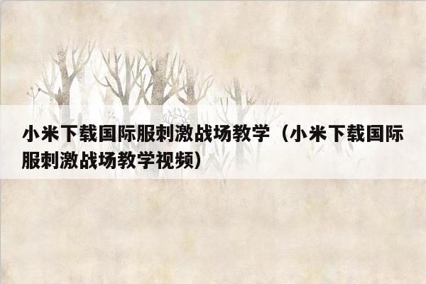 小米下载国际服刺激战场教学（小米下载国际服刺激战场教学视频）