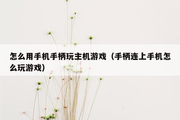 怎么用手机手柄玩主机游戏（手柄连上手机怎么玩游戏）