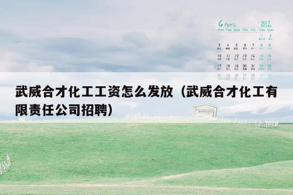 武威合才化工工资怎么发放（武威合才化工有限责任公司招聘）