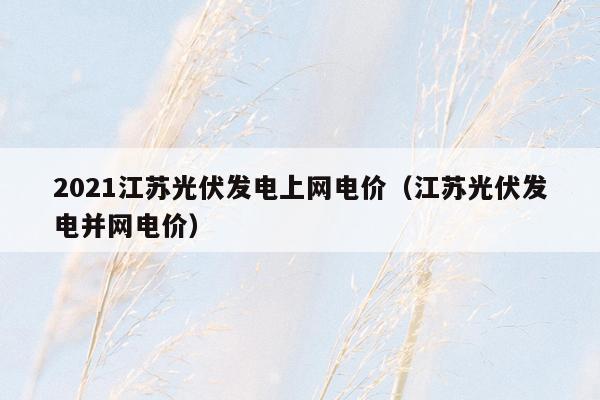 2021江苏光伏发电上网电价（江苏光伏发电并网电价）