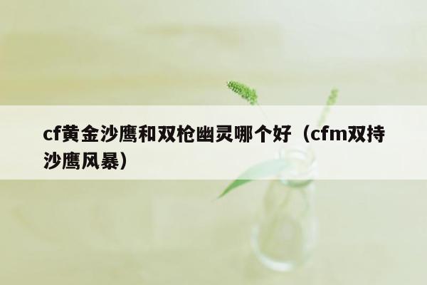 cf黄金沙鹰和双枪幽灵哪个好（cfm双持沙鹰风暴）