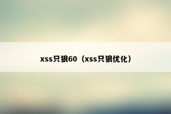xss只狼60（xss只狼优化）