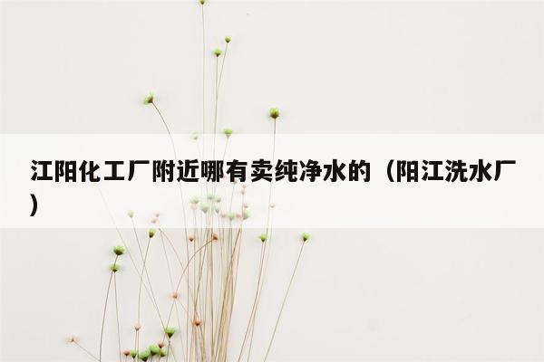 江阳化工厂附近哪有卖纯净水的（阳江洗水厂）