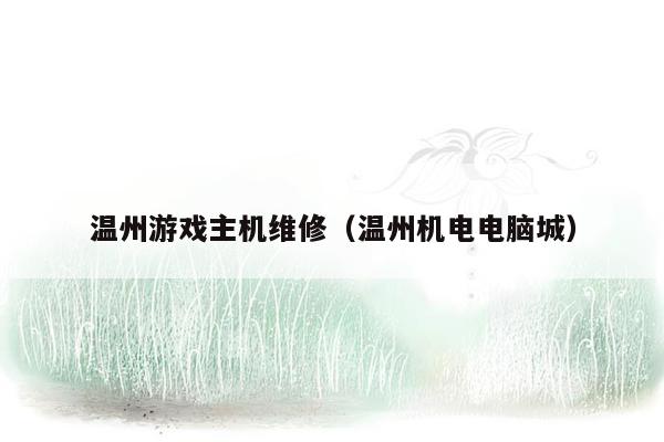 温州游戏主机维修（温州机电电脑城）